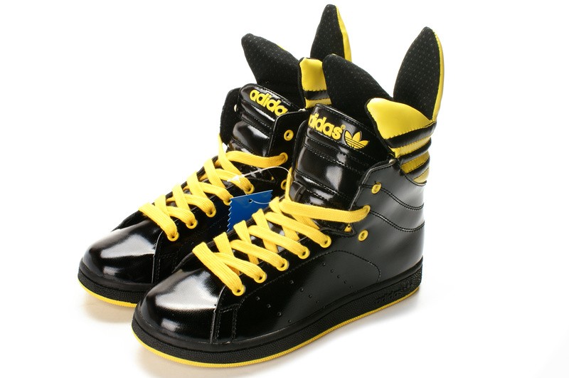 Womens Adidas Jeremy Scott Lotus Flower Shoes Black/Yellow
